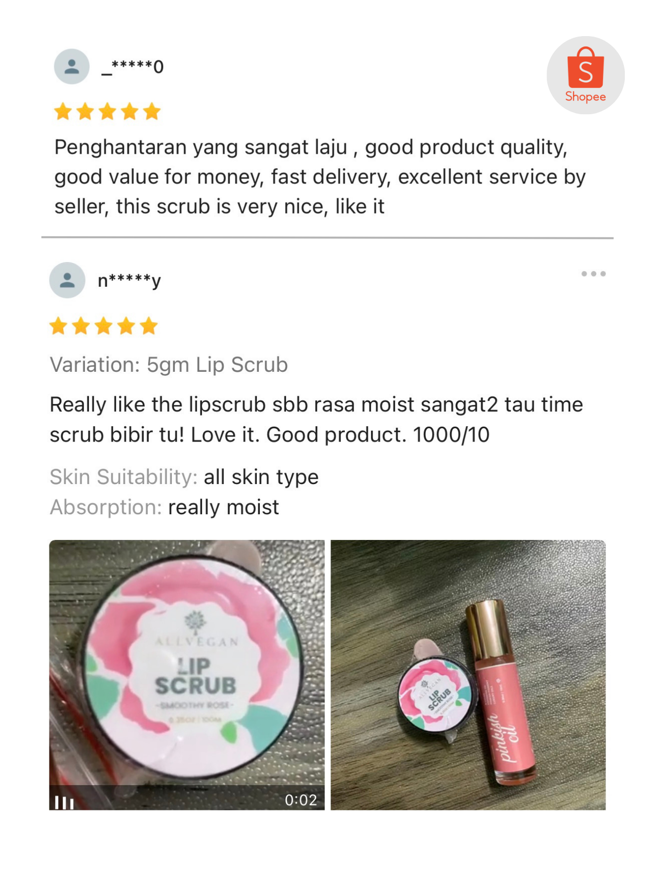 allvegan smoothy rose natural lip scrub