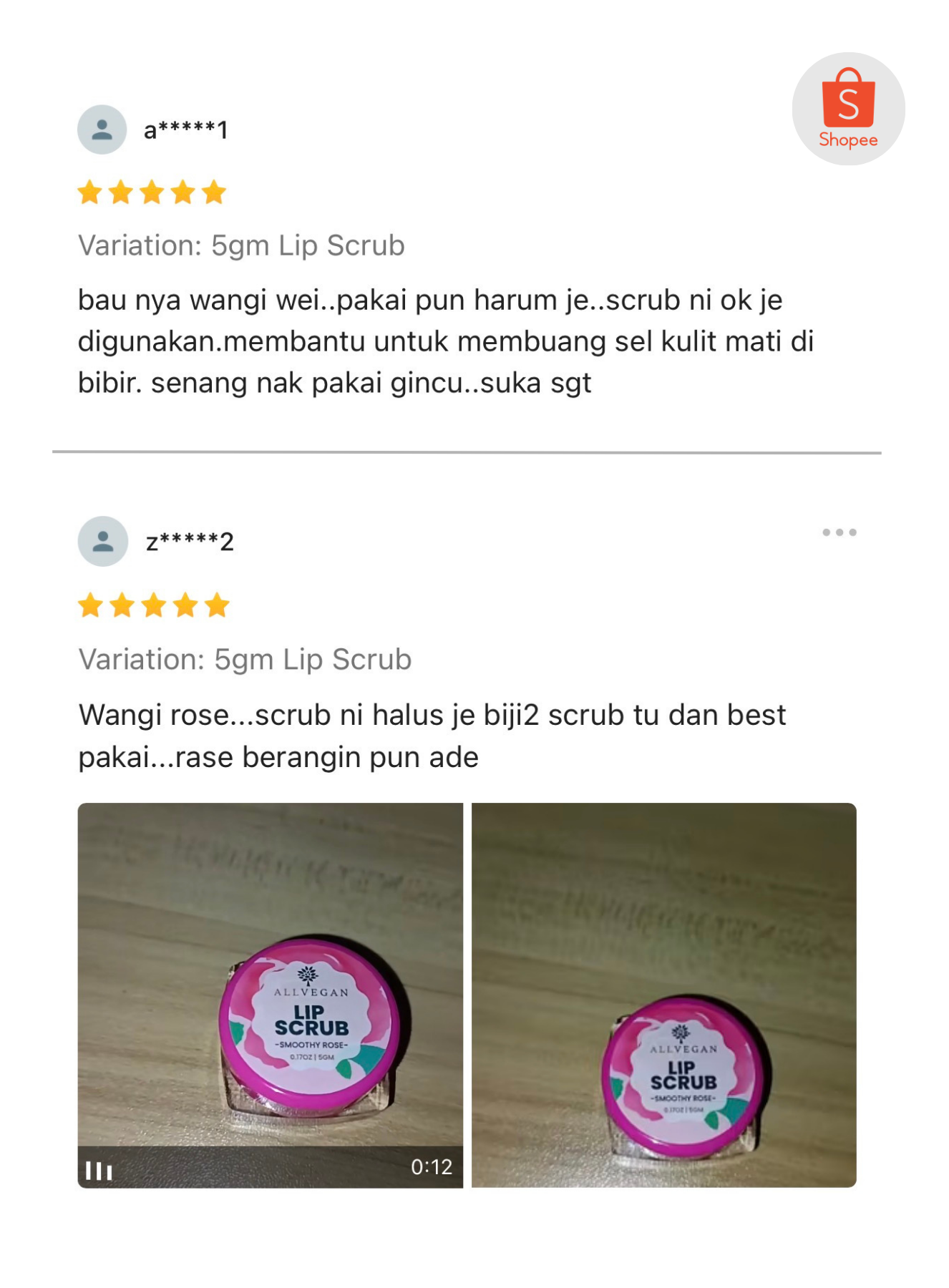 allvegan smoothy rose natural lip scrub