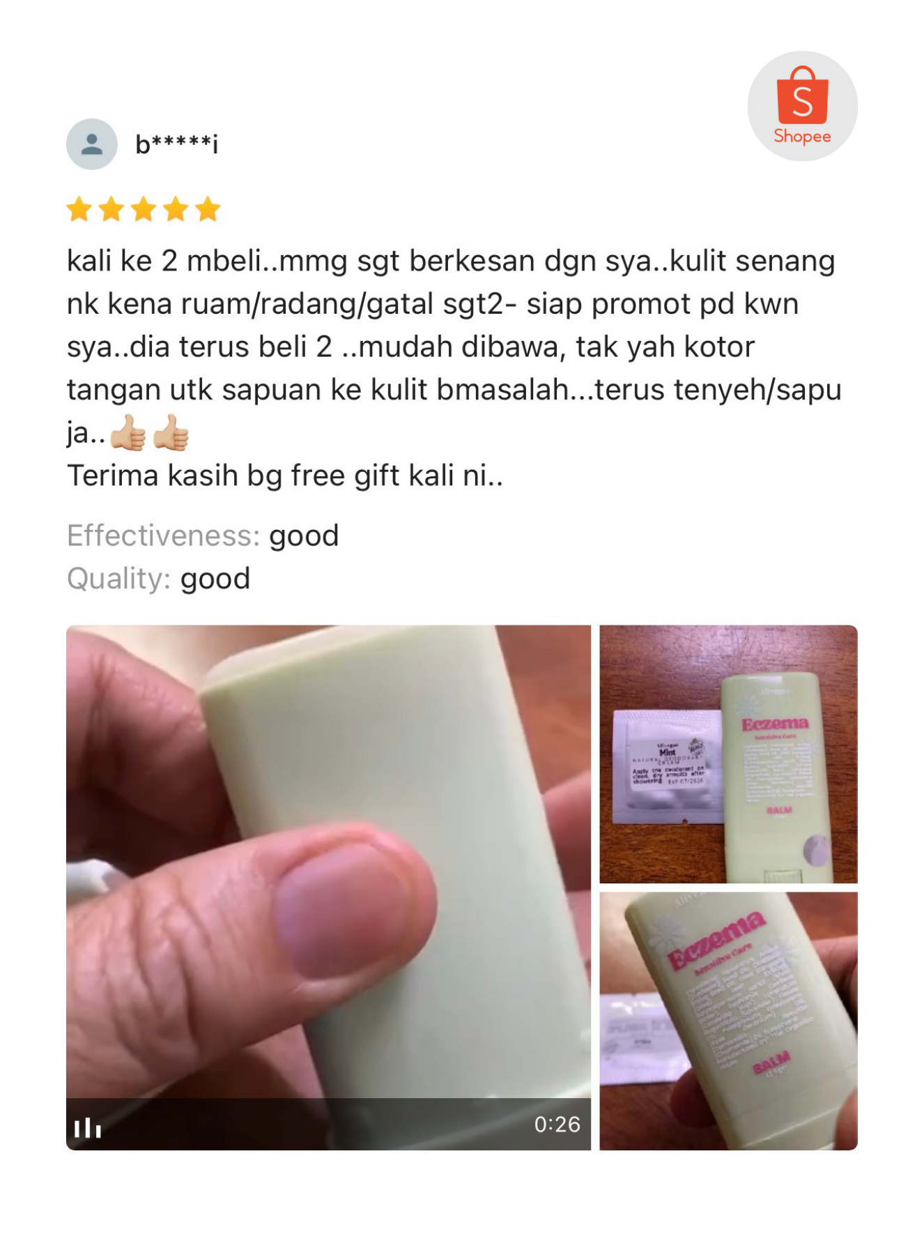 allvegan natural eczema balm stick