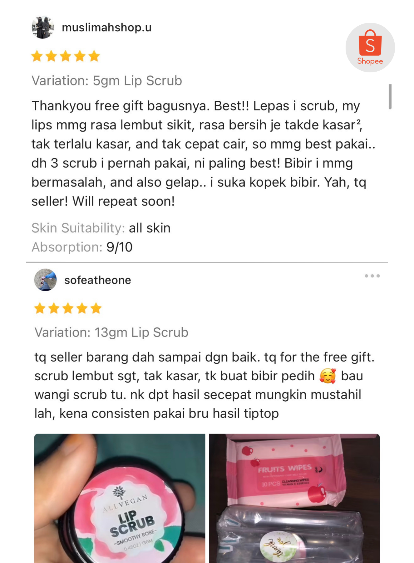 allvegan smoothy rose natural lip scrub