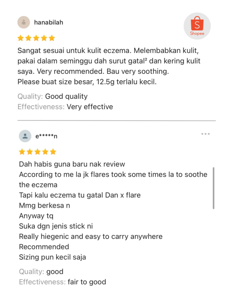 Home allvegan natural eczema balm stick