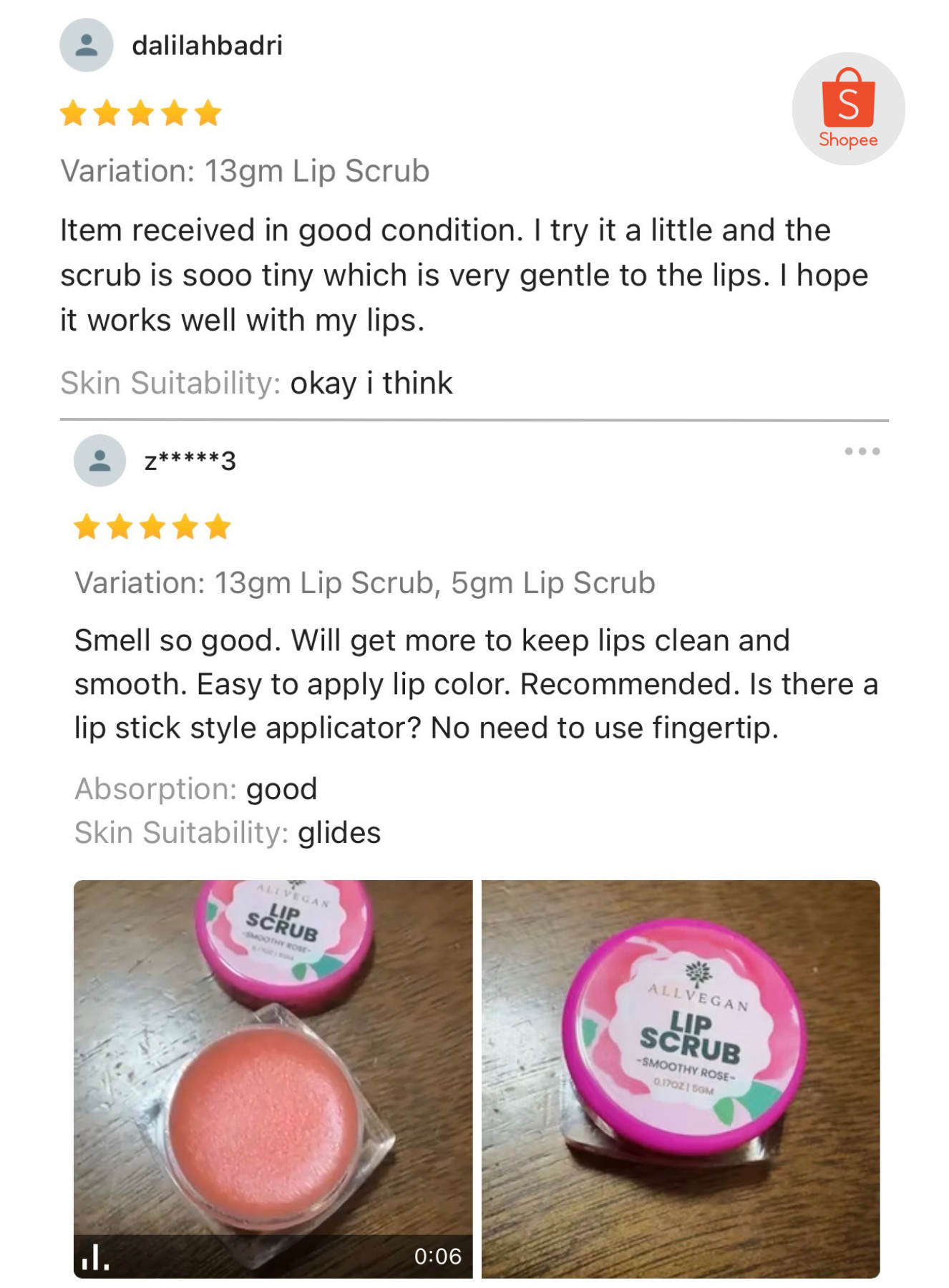 allvegan smoothy rose natural lip scrub