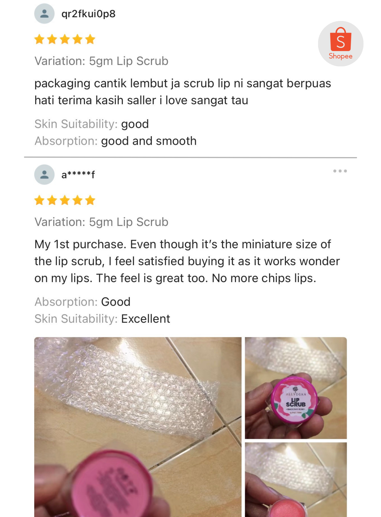 allvegan smoothy rose natural lip scrub