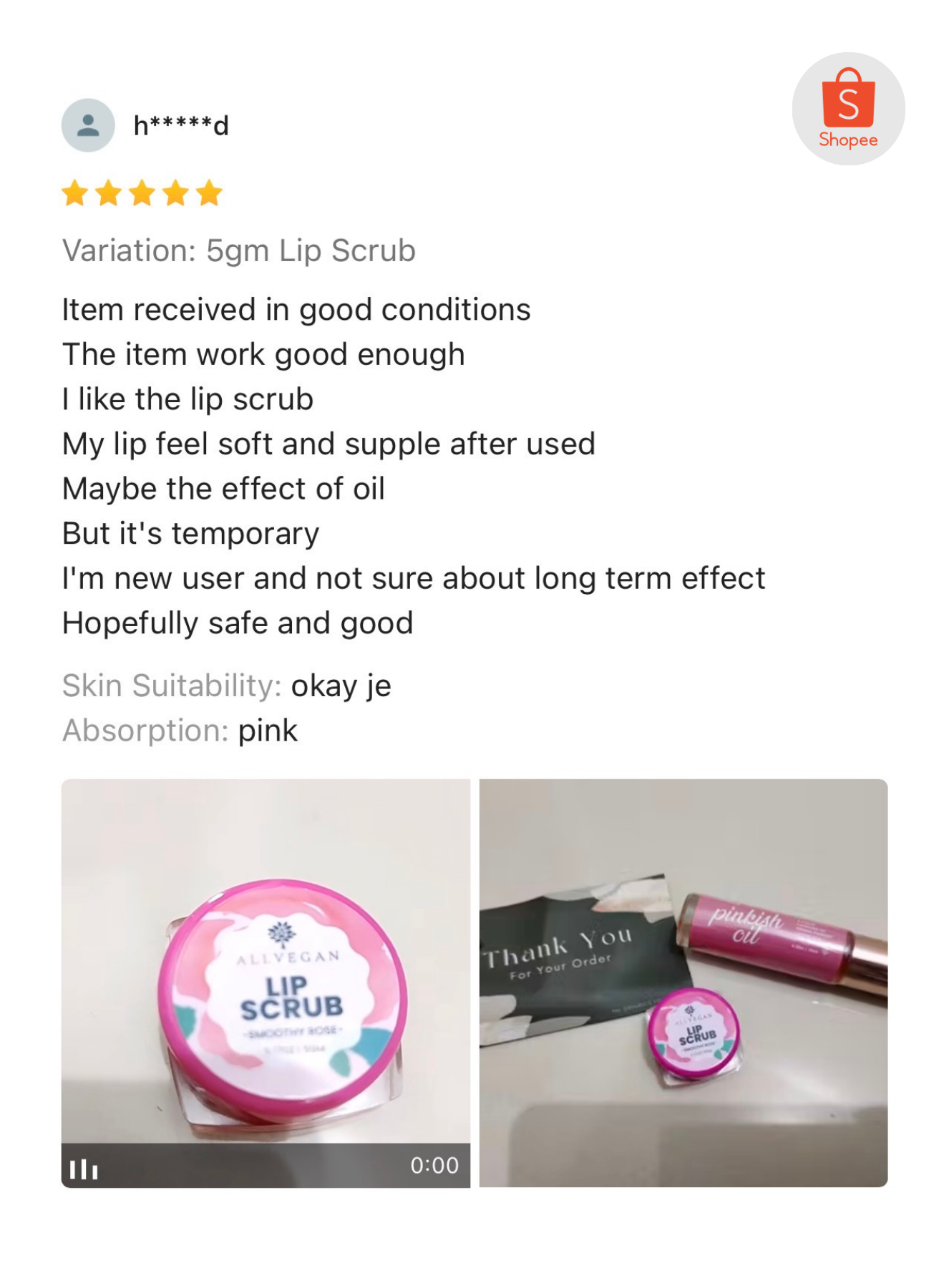 allvegan smoothy rose natural lip scrub