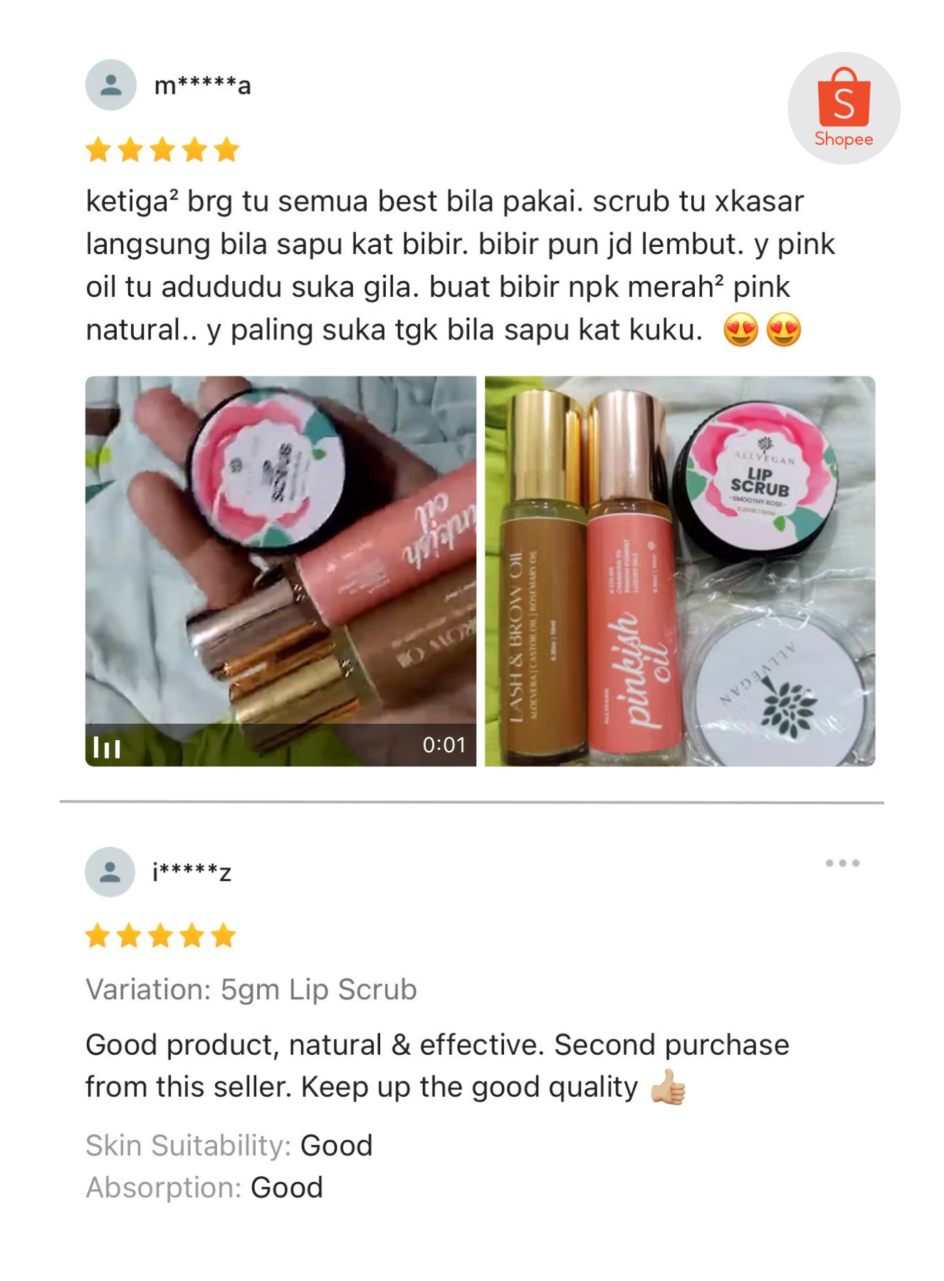 allvegan smoothy rose natural lip scrub