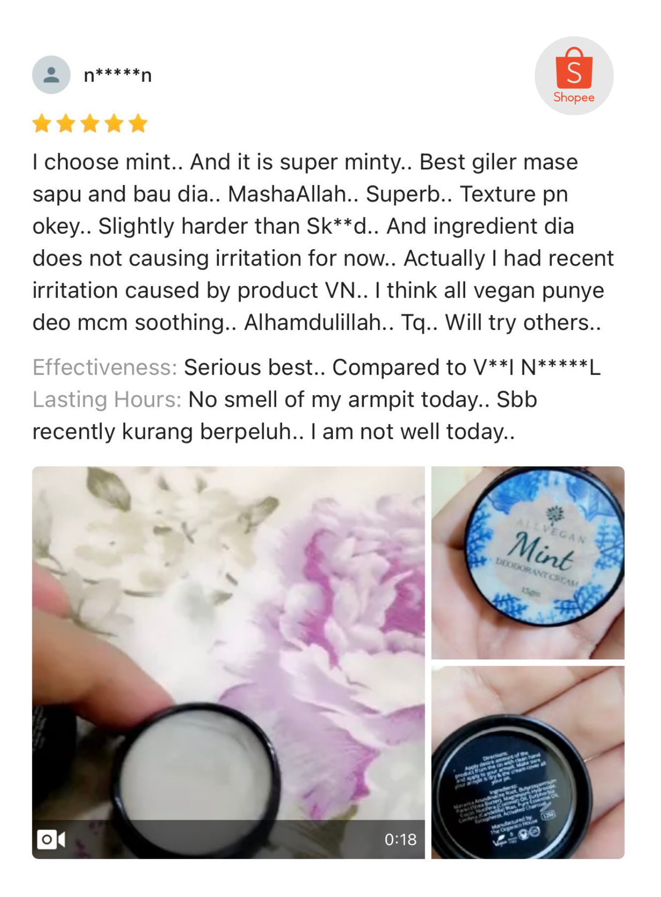 [3pcs] allvegan natural deodorant cream