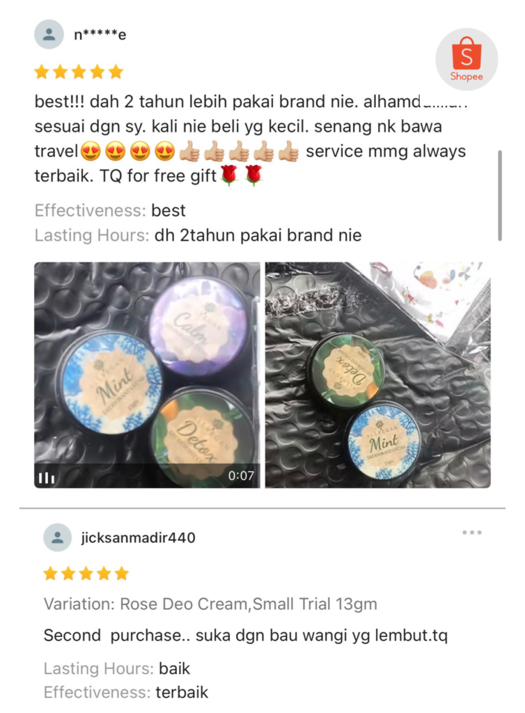 [3pcs] allvegan natural deodorant cream