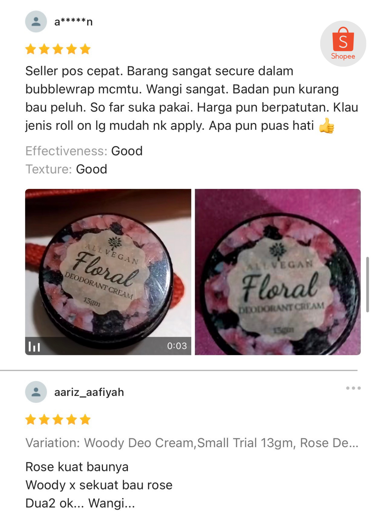 [3pcs] allvegan natural deodorant cream